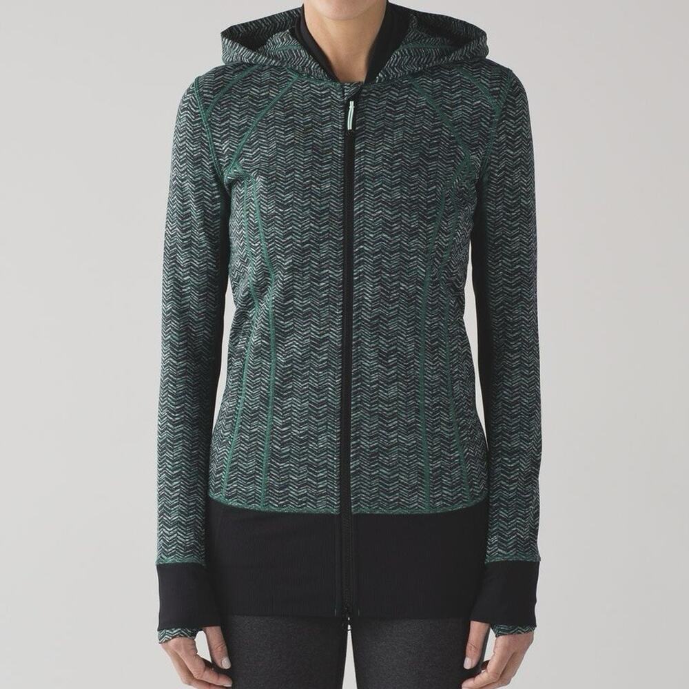 Lululemon Daily Practice Jacket Irregular Spacebone Sea Mist Deep Green Black 6